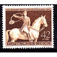  1943. Германия. Рейх. 854. Скачки. Коричневая лента, фото 1 