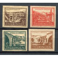  1946. Германия. 112-115. Советская зона оккупации. Тюрингия. Эрфурт. Восстановление мостов. Б/З. Полная серия. MNH., фото 1 
