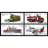  2017. Украина. 1658-1661. Пожарный транспорт. Танк. Автомобиль. Катер. Самолет. 4 Марки., фото 1 