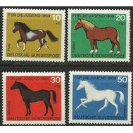  1969. Германия. ФРГ. 578-581. Фауна. Лошади. 4 Марки. MNH., фото 1 