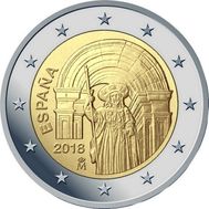  2 евро 2018 «Исторический центр Сантьяго-де-Компостела» Испания, фото 1 