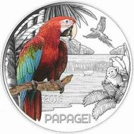  3 евро 2018 «Красочные животные — Попугай» Австрия (светится в темноте), фото 1 