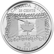  25 центов 2015 «50 лет флагу Канады» Канада, фото 1 