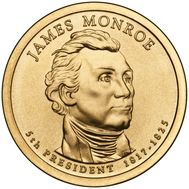  1 доллар 2008 «5-й президент Джеймс Монро» США (случайный монетный двор), фото 1 