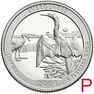  25 центов 2014 «Национальный парк Эверглейдс» (25-й нац. парк США) P, фото 1 