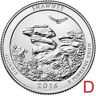  25 центов 2016 «Национальный лес Шони» (31-й нац. парк США) D, фото 1 