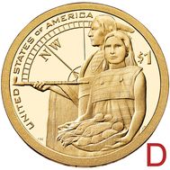  1 доллар 2014 «Помощь индейцев экспедиции Льюиса и Кларка» США D (Сакагавея), фото 1 