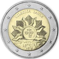  2 евро 2019 «Восход солнца» Латвия, фото 1 