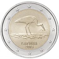  2 евро 2015 «Чёрный аист» Латвия, фото 1 