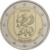  2 евро 2016 «Историческая область Видземе» Латвия, фото 1 