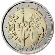  2 евро 2005 «400-летие первого издания Дона Кихота» Испания, фото 1 