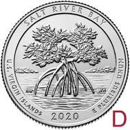  25 центов 2020 «Солт Ривер Бэй» (53-й нац. парк США) D, фото 1 