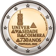  2 евро 2020 «730 лет Коимбрскому университету» Португалия, фото 1 