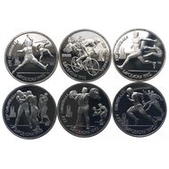  Набор 6 монет 1 рубль 1991 «Олимпиада в Барселоне 1992» Proof в капсулах, фото 1 