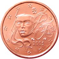  1 евроцент 2005 Франция, фото 1 