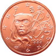  1 евроцент 1999 Франция, фото 1 