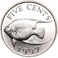  5 центов 1997 «Королевская рыба-ангел» Бермудские Острова, фото 1 
