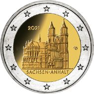  2 евро 2021 «Саксония-Анхальт» Германия, фото 1 