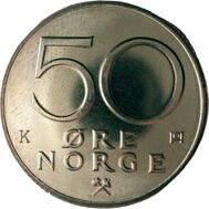  50 эре 1983 Норвегия, фото 1 