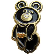  Значок «Олимпиада-80. Олимпийский Мишка» (черный) СССР, фото 1 