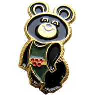  Значок «Олимпиада-80. Олимпийский Мишка» (зеленый) СССР, фото 1 