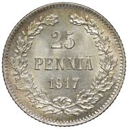  25 пенни 1917 Николай II VF-XF, фото 1 