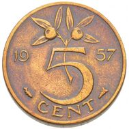  5 центов 1957-1980 Нидерланды, фото 1 