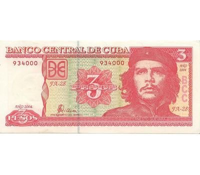  Банкнота 3 песо 2004 Куба Пресс, фото 1 