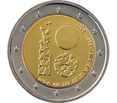  Монета 2 евро 2018 «100 лет Эстонской Республике» Эстония, фото 1 
