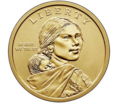  Монета 1 доллар 2019 «Американские индейцы в космической программе» США D (Сакагавея), фото 2 