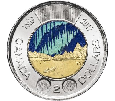  Монета 2 доллара 2017 «150 лет Конфедерации» Канада (цветная), фото 1 