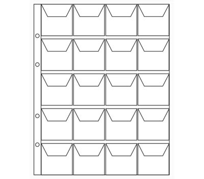  Лист для монет Нумис 193х215 на 20 ячеек 41х41мм, фото 1 