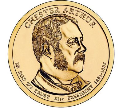  Монета 1 доллар 2012 «21-й президент Честер Артур» США (случайный монетный двор), фото 1 