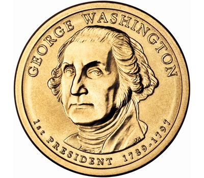  Монета 1 доллар 2007 «1-й президент Джордж Вашингтон» США (случайный монетный двор), фото 1 