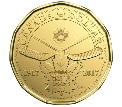  Монета 1 доллар 2017 «100 лет клубу Торонто Мейпл Ливз» Канада, фото 1 