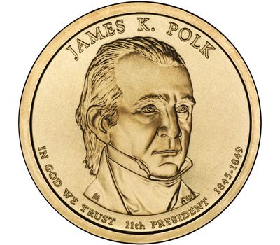  Монета 1 доллар 2009 «11-й президент Джеймс Нокс Полк» США (случайный монетный двор), фото 1 