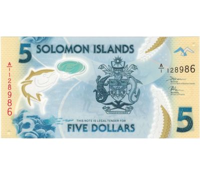  Банкнота 5 долларов 2019 «День тунца» Соломоновы острова Пресс, фото 1 