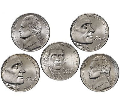  Набор 5 монет «200 лет экспедиции Льюиса и Кларка» 2004-2005 США P, фото 2 