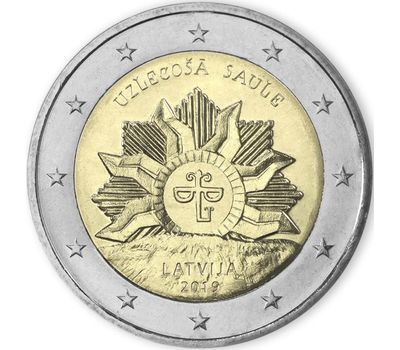  Монета 2 евро 2019 «Восход солнца» Латвия, фото 1 