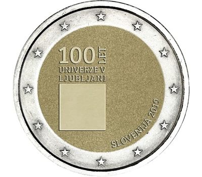  Монета 2 евро 2019 «100-летие со дня основания Люблянского университета» Словения, фото 1 