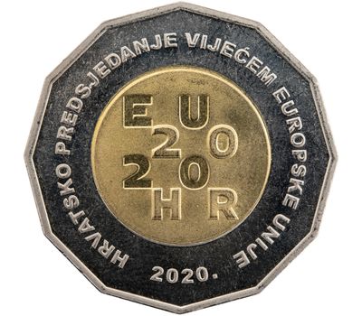  Монета 25 кун 2020 «Председательство в ЕС» Хорватия, фото 1 