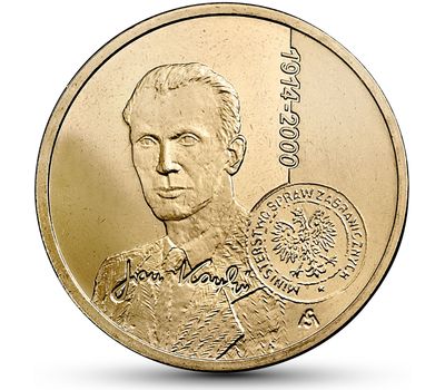  Монета 2 злотых 2014 «100-летие со дня рождения Яна Карского» Польша, фото 1 