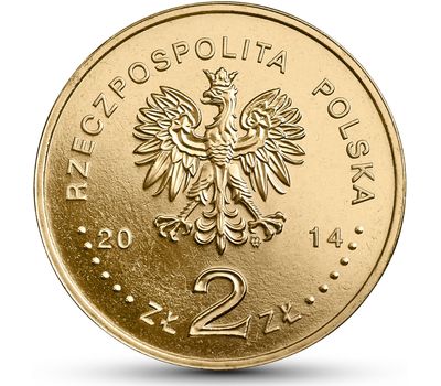  Монета 2 злотых 2014 «100-летие со дня рождения Яна Карского» Польша, фото 2 