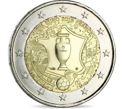  Монета 2 евро 2016 «Чемпионат Европы по футболу» Франция, фото 1 