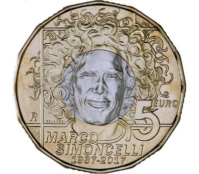  Монета 5 евро 2017 «30 лет со дня рождения Марко Симончелли» Сан-Марино, фото 1 