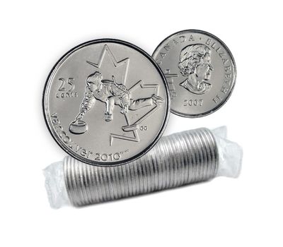  Монета 25 центов 2007 «Кёрлинг. XXI Олимпийские игры 2010 в Ванкувере» Канада, фото 3 