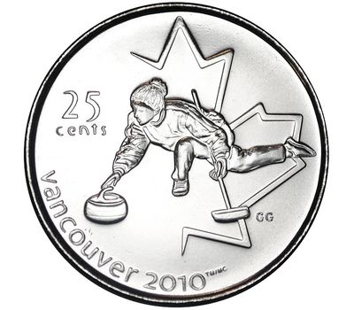  Монета 25 центов 2007 «Кёрлинг. XXI Олимпийские игры 2010 в Ванкувере» Канада, фото 1 
