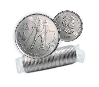  Монета 25 центов 2009 «Бег на лыжах. XXI Олимпийские игры 2010 в Ванкувере» Канада, фото 3 