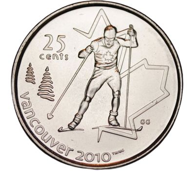  Монета 25 центов 2009 «Бег на лыжах. XXI Олимпийские игры 2010 в Ванкувере» Канада, фото 1 