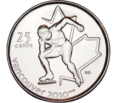  Монета 25 центов 2009 «Конькобежный спорт. XXI Олимпийские игры 2010 в Ванкувере» Канада, фото 1 
